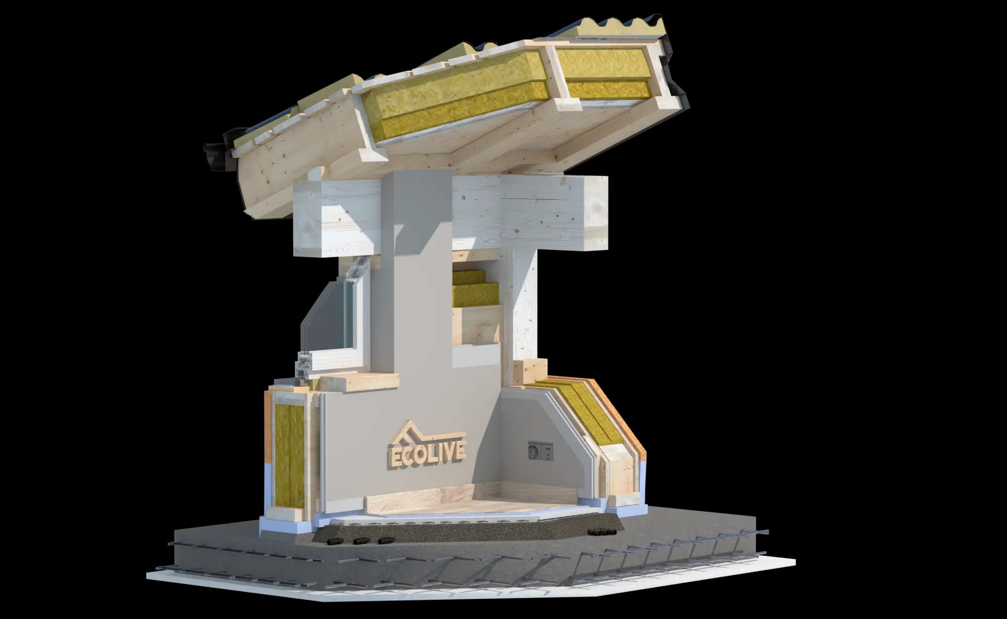 Sezione trasversale del sistema costruttivo X-Frame Ecolive